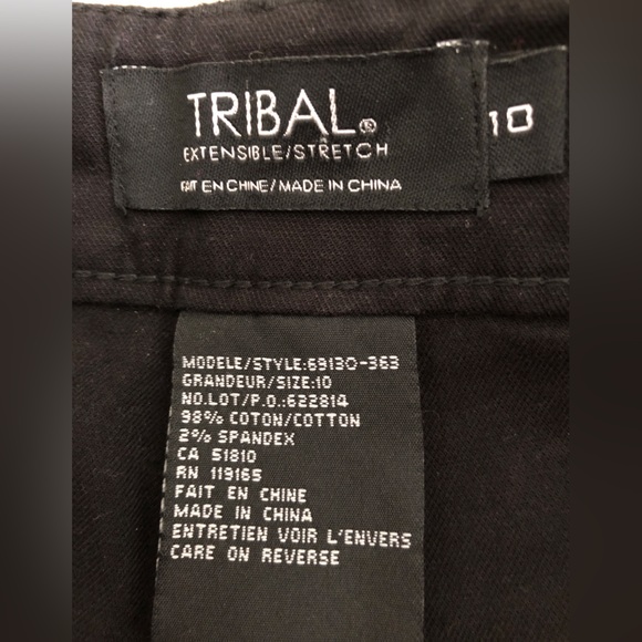 Tribal Stretch Cotton Capris Black Size 10 - Picture 6 of 8